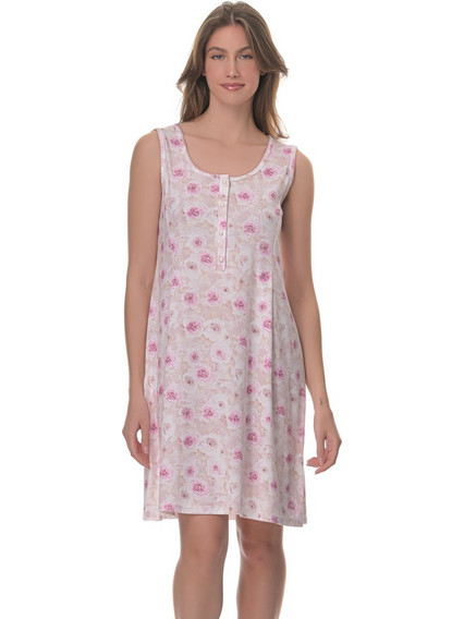 PNN Nightwear Luna Νυχτικό Εγκυμοσύνης & Θηλασμού Βαμβακερό Καλοκαιρινό Ροζ 0261-0508-1