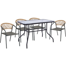 HomeMarkt Adam Σετ Τραπεζαρία Κήπου Μεταλλικό 5τμχ Μαύρο HM10727.01