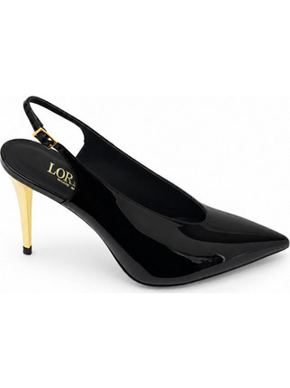 Loriblu Γόβες Slingback Λουστρίνι με Τακούνι Στιλέτο Μαύρες 6ARICP01?0107