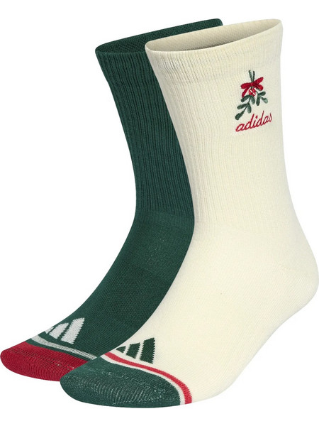 Adidas XMAS Χριστουγεννιάτικες Ανδρικές Κάλτσες Ψηλές Κυπαρισσί Μπεζ 2Pack KS5513