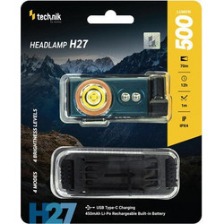 Technik H27 Επαναφορτιζόμενος Φακός Κεφαλής Led IPX4 500lm