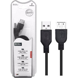 197536 Καλώδιο USB-A Male 2.0 to USB-A Female 3m Black