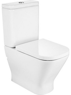 Roca The Gap Square Λεκάνη Τουαλέτας Δαπέδου Rimless Πίσω Σιφώνι με Καζανάκι & Κάλυμμα Soft Close Λευκή A34273700H