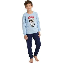Nina Club Astro Bear Παιδική Πιτζάμα Βαμβακερή Χειμωνιάτικη Γαλάζια Μπλε 141-10