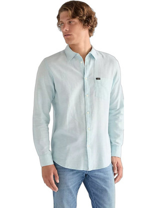 Wrangler Ανδρικό Πουκάμισο Βαμβακερό Μακρυμάνικο Κανονική Γραμμή Γαλάζιο 112378029
