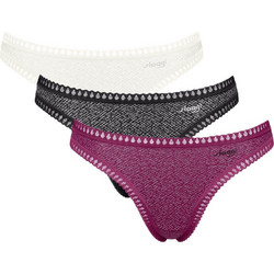 Sloggi Go Crush Βαμβακερά Γυναικεία String με Δαντέλα 3Pack 10219704-M014