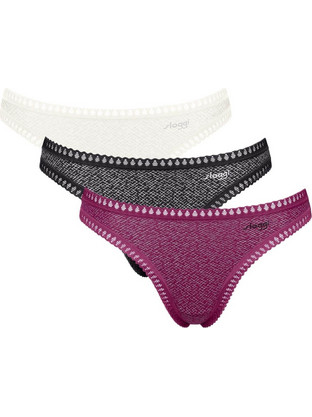Sloggi Go Crush Βαμβακερά Γυναικεία String με Δαντέλα 3Pack 10219704-M014