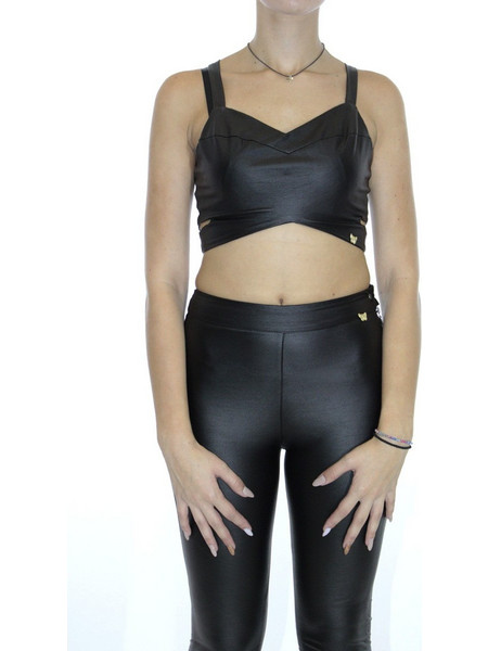 Cento Γυναικείο Χειμερινό Crop Top Μαύρο 013554