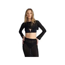 Sugarfree Γυναικείο Καλοκαιρινό Crop Top Πλεκτό Μαύρο 25806615