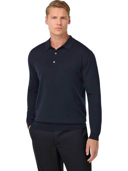 Boggi Milano Ανδρική Μπλούζα Polo Μακρυμάνικη Navy Μπλε BO25A039001