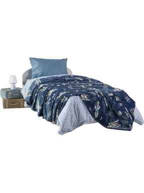 Kentia Milky Παιδική Κουβέρτα Fleece Διάστημα 160x220 Navy Μπλε