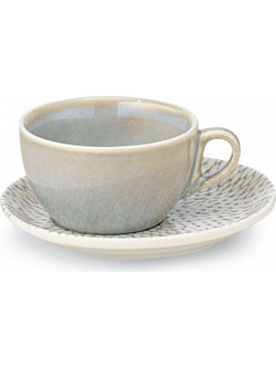 Cryspo Trio Pearl Φλιτζάνι Cappuccino & Τσαγιού Πορσελάνης Λευκό Μπλε 230ml 25.160.16
