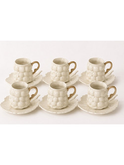 Stewe Home Σετ Φλιτζάνια Espresso & Ελληνικού Καφέ Πορσελάνης Μπεζ 99ml 6τμχ STE-037318-P37318