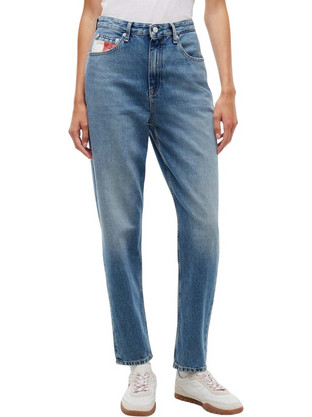 Tommy Jeans Ψηλόμεσο Γυναικείο Τζιν Παντελόνι Mom Fit Εφαρμογή Μπλε DW0DW23169-1A5