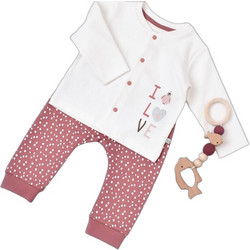 BiBaby Little Love Βρεφικό Σετ Φόρμας για Κορίτσι Χειμωνιάτικο Μπεζ Ροζ 59718