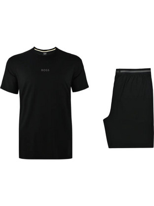 Hugo Boss Καλοκαιρινές Ανδρικές Πιτζάμες Βαμβακερές Μαύρες 50561525-001