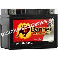 Banner Μπαταρία Μοτοσυκλέτας YTX4L-BS 50A 3Ah