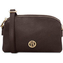 Tuscany Leather Γυναικεία Τσάντα Χιαστί Δερμάτινη Σοκολατί με Στενό Λουρί TL142375
