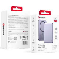 Forcell F-Energy Slim F5K9 Wireless Magsafe Power Bank 5000mAh 15W με Θύρα USB-C Quick Charge 4.0 & Power Delivery Purple
