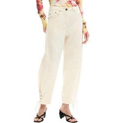 Desigual Ψηλόμεσο Γυναικείο Τζιν Παντελόνι Relaxed Εφαρμογή Εκρού 26SWPW24-9020