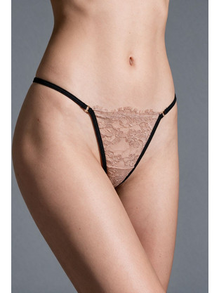Milena By Paris Γυναικείο Sexy String με Δαντέλα Μπεζ 7765