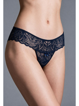 Milena By Paris Γυναικείο Sexy String με Δαντέλα Navy Μπλε 6991
