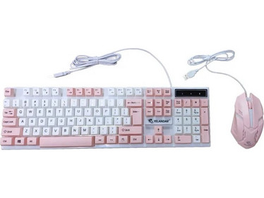 Yelandar YA-4600 Σετ Gaming Πληκτρολόγιο RGB White Pink