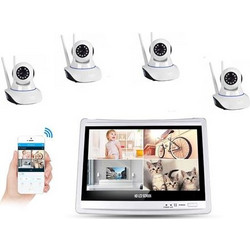 Καταγραφικό NVR HD κιτ με οθόνη 11-inch + 4 HD ενσύρματες κάμερες IP