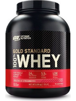 Optimum Nutrition Gold Standard 100% Whey Strawberry Πρωτεΐνη Ορού Γάλακτος Γράμμωσης 2.27kg