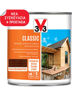 V33 Wood Stain Classic Βερνίκι Εμποτισμού Ξύλου Διαλύτου Satin Παλίσανδρος 0.75lt