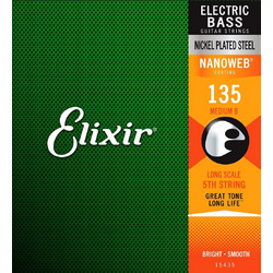Elixir Strings 15435 Nanoweb 135 Χορδή Ηλεκτρικού Μπάσου Nickel Plated Steel 135" Medium Tension