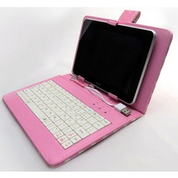 Leather Case with Keyboard for Tablet 9" Pink