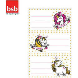 BSB Ετικέτες Αυτοκόλλητες Σχολικές 7.8x12.5cm Μονόκεροι 3 Φύλλα