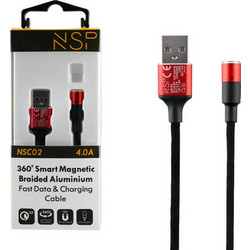 NSP ΚΑΛΩΔΙΟ USB-A ΦΟΡΤΙΣΗΣ-DATA MAGNETIC BRAIDED NSC02 4.0A QC 3.0 1.2m RED NSP