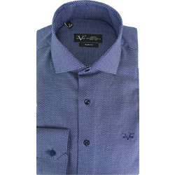Versace 19V69 Milano-Buena Ανδρικό Πουκάμισο Βαμβακερό Μακρυμάνικο Κανονική Γραμμή Μπλε