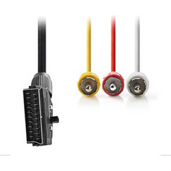 NEDIS CVGP31130BK20 Καλώδιο Scart σε 3 RCA (1 video+2 audio) με διακόπτη In - Out 2m black (OEM)