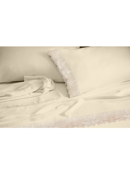 Σετ σεντόνια νυφικά Υ/Δ (240Χ260+2) LACE ECRU, MAKIS TSELIOS