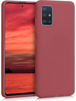 Samsung Galaxy A51 - Anti-slip Liquid Silicone Gel Rubber Bumper Case with Soft Microfiber Lining Cushion Slim Hard Shell- Red