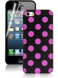 Θήκη σιλικόνης Black Purple Dots για iPhone 5 /5s