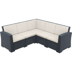 Allibert Monaco Γωνιακός Καναπές Εξωτερικού Χώρου Rattan Γκρι 207x207x79cm 53.0801