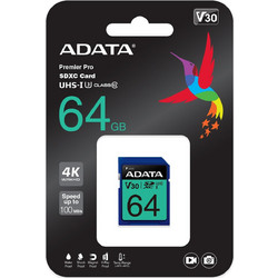 Adata Premier Pro SDXC 64GB Class 10 U3 V30 UHS-I