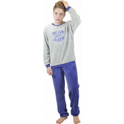 Galaxy Ready Παιδική Πιτζάμα Fleece Χειμωνιάτικη Γκρι Royal Blue 136-20