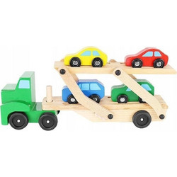 Ecotoys Σετ Ξύλινα Παιχνίδια Φορτηγό & 4 Αυτοκίνητα Σε Διάφορα Χρώματα XA-00009353