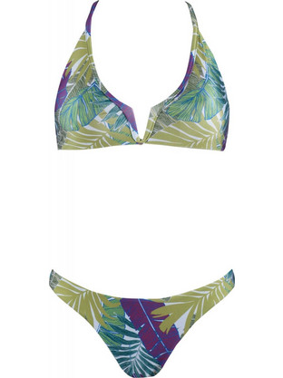 Gsecret Bikini Set Τριγωνάκι με Ενίσχυση Ψηλόμεσο Brazil Floral Πράσινο C9281-12464
