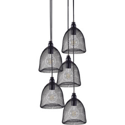 Home Lighting Zola Κρεμαστό Φωτιστικό Οροφής Πλέγμα Πολύφωτο Μαύρο 77-4352