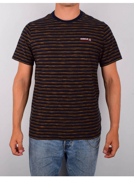 Barbour Ανδρικό T-Shirt 100% Βαμβάκι με Ρίγες και Στρογγυλή Λαιμόκοψη, Regular Fit, σε χρώμα Μπλε
