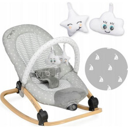 MoMi Lumiwood Stars Ηλεκτρικό Relax Μωρού Κούνια με Μουσική & Δόνηση έως 9kg Γκρι