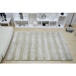 Sprintzio Lines Χαλί Ορθογώνιο Shaggy Γούνινο 170x240cm White - Cream
