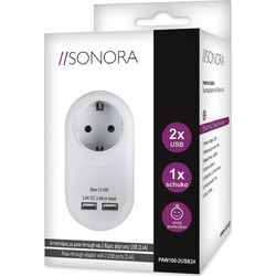 SONORA PAW100-2USB24 ΛΕΥΚΗ ΣΟΥΚΟ 2Χ USB