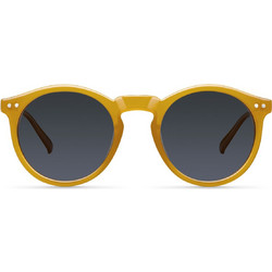 Meller Kubu Amber Carbon Ανδρικά Γυαλιά Ηλίου Στρογγυλά Κοκάλινα Κίτρινα με Μαύρος Polarized Φακό
